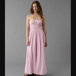 American Eagle Knit Smocked Bodice Midi Dress